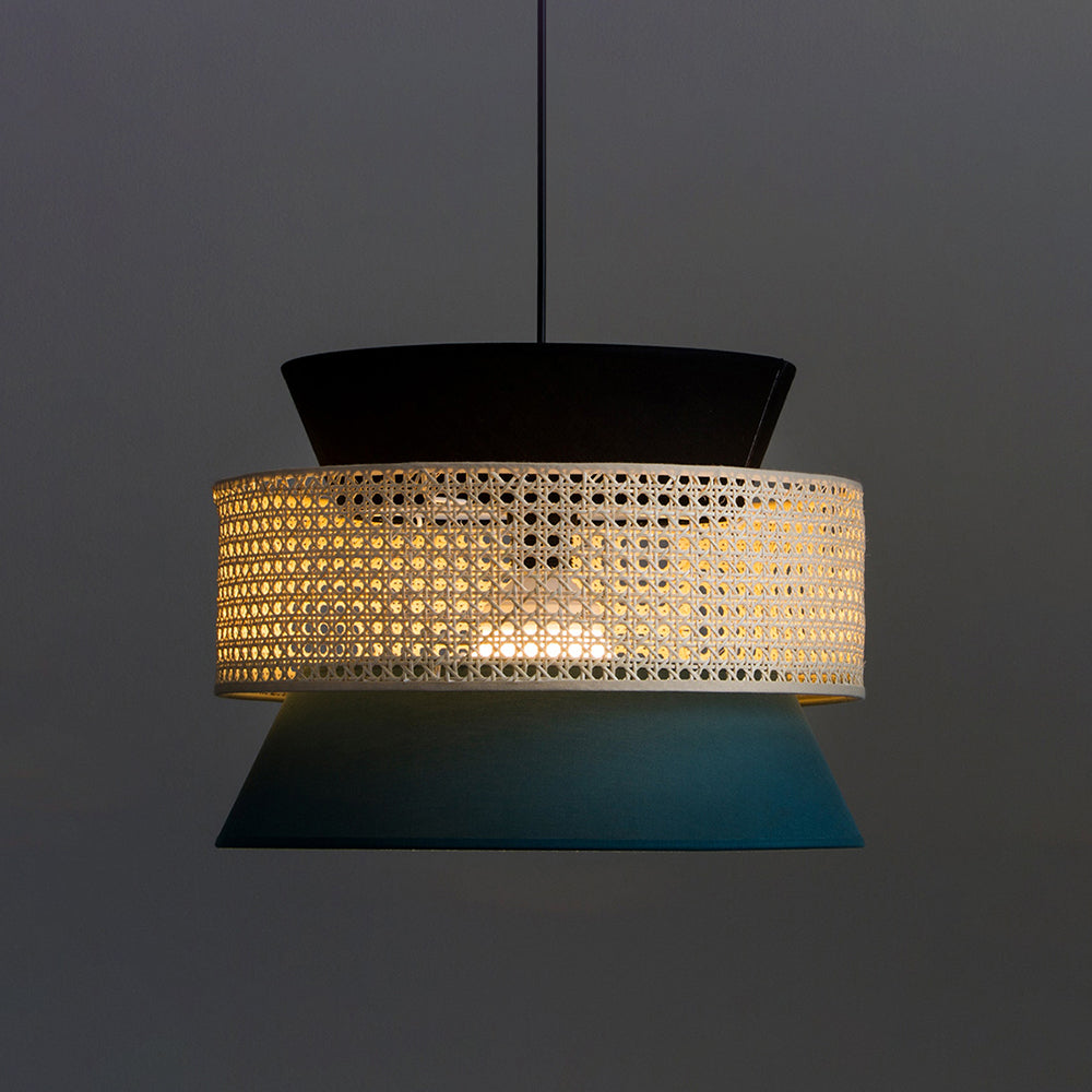 Daniel Vintage Green Rattan Pendant Light