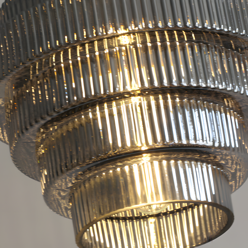 Karen Vintage Tiered Striped Stained Glass Pendant Light